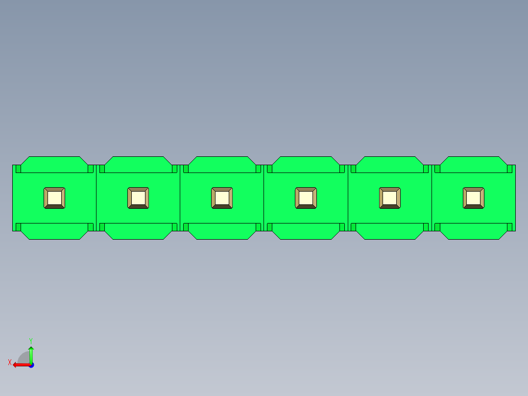 彩色公头100mil（2.54mm）系列-DS1021_green_1x06p_100mil_Type43_rev1.0后视图