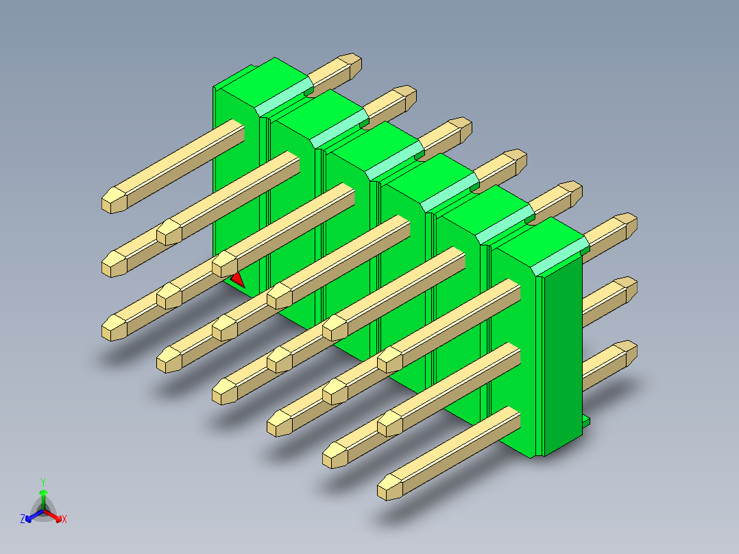 彩色公头100mil（2.54mm）系列-DS1021_green_3x06p_100mil_Type1_rev1.0主视图
