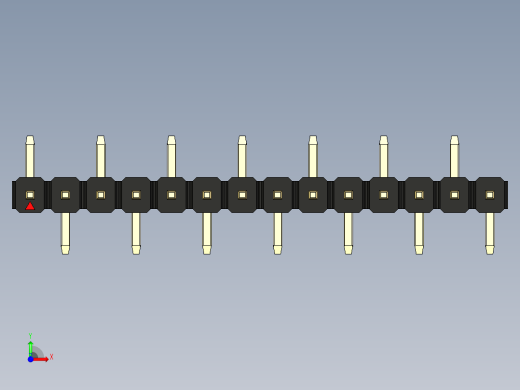 彩色公排针 100mil 2.54mm 系列-DS1022_black_14p_100mil_Type_SMT_R1_rev1.0前视缩略图