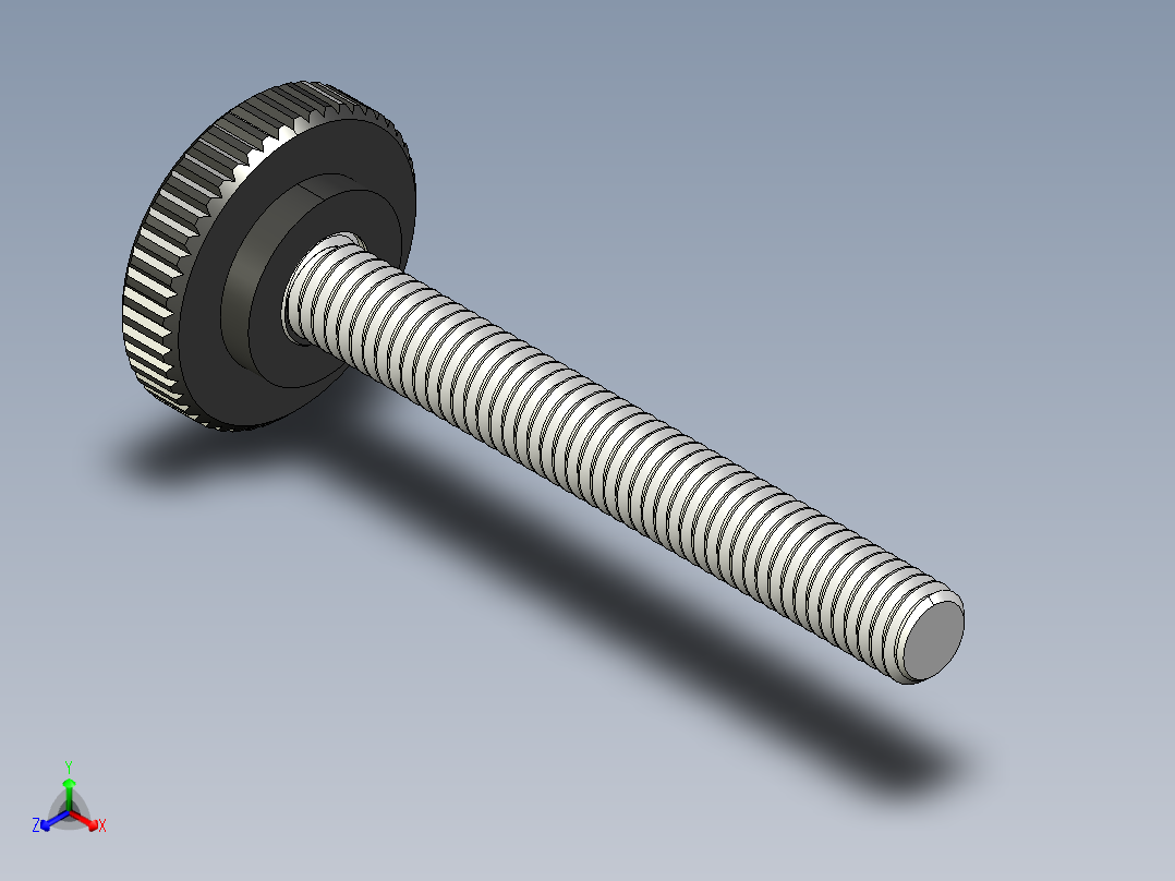 滚花旋钮-Knurled Knob 10-32x0.625x1.500.STEP正等轴测图