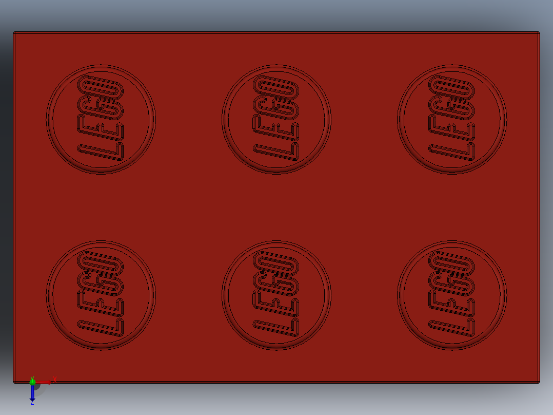 乐高套装 4421基本积木-300221 Bright Red Brick 2 x 3.SLDPRT俯视图