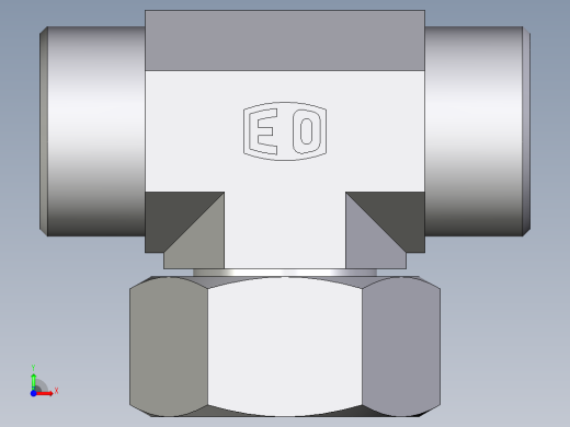 卡套式工业通用硬管接头EO_Swivel_nut_branch_tee_ET25SOMD71前视缩略图
