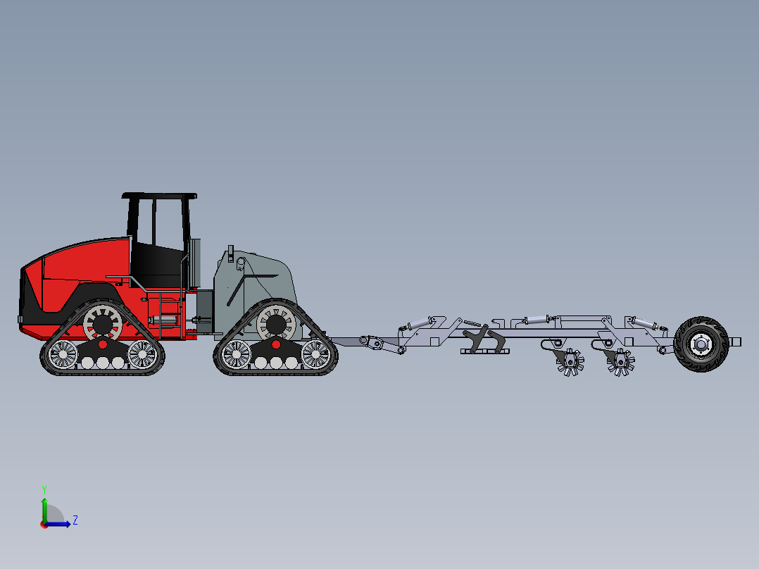 农耕履带拖拉机左视图