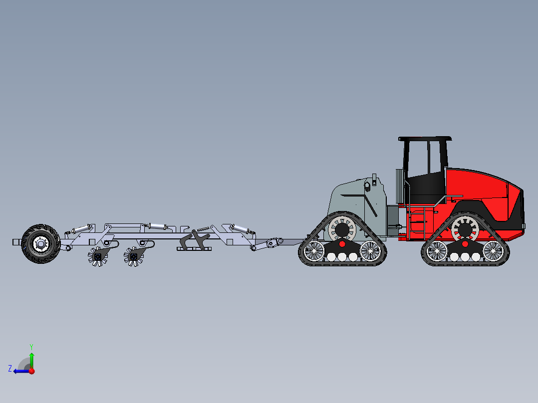 农耕履带拖拉机右视图