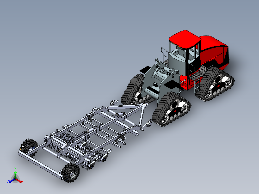 农耕履带拖拉机正等轴测图