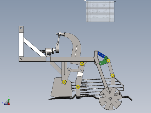 小型拖拉机上的 1 行振动马铃薯收割机右视缩略图