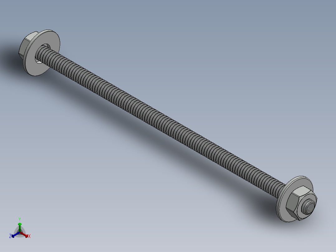 紧固件-0.2500 All-Thread正等轴测图