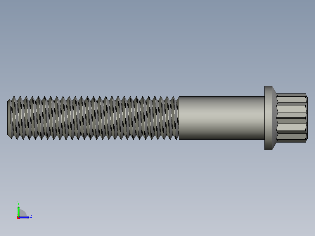 1_4in-28法兰头螺钉-1-4in-28 1.5long 12-point screws.STEP左视图