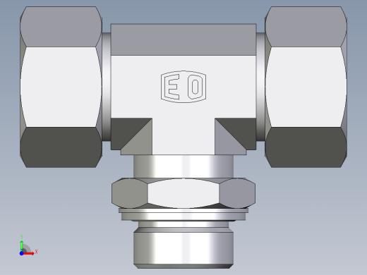 卡套式工业通用硬管接头EO_Adjustable_locknut_branch_tee_TEE25SMCF前视缩略图