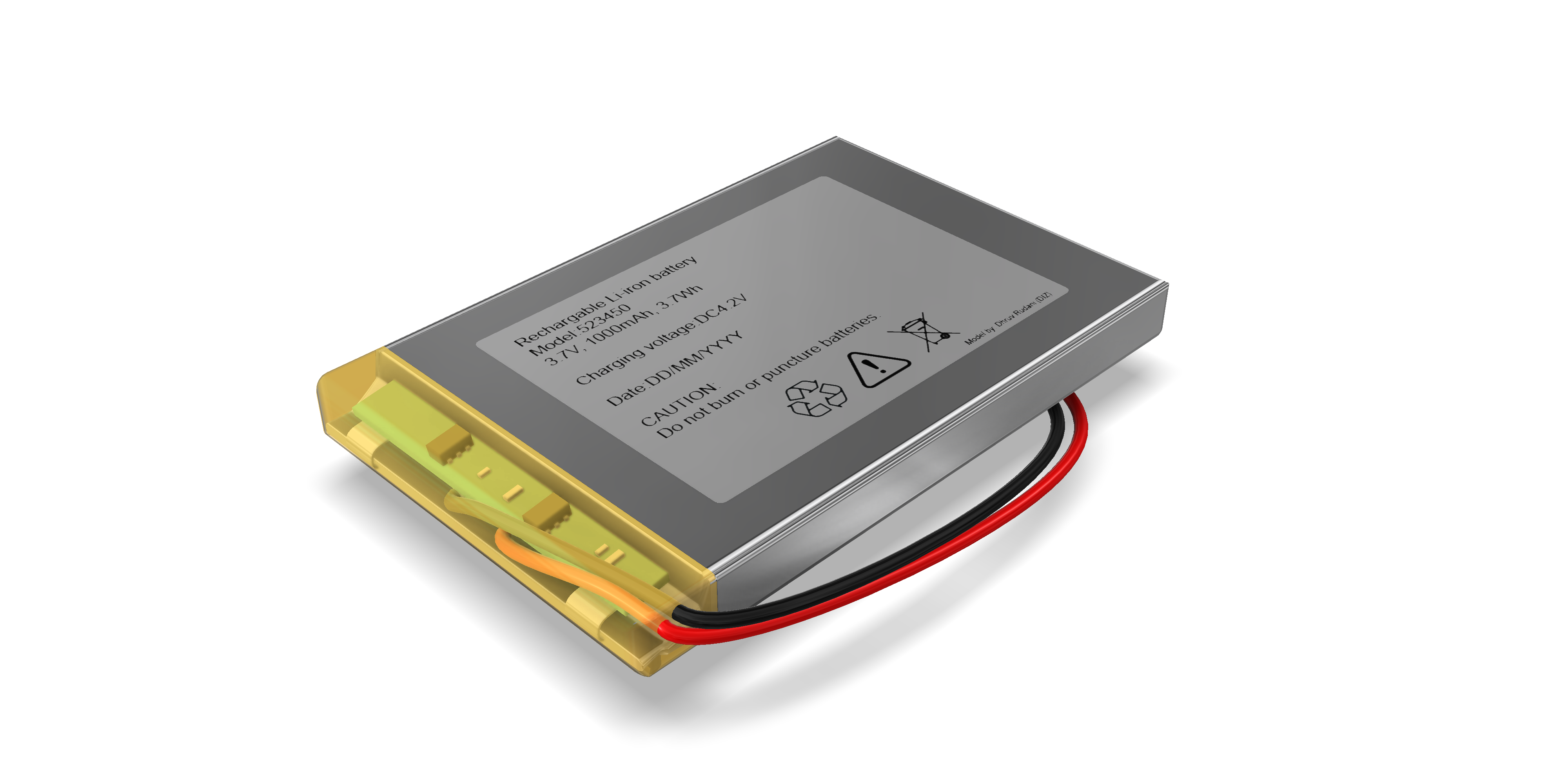 523450 Li-Iron电池1000mAh 3.7Wh DC4.2V
