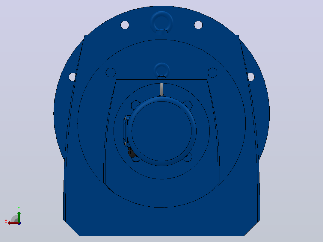 RF107R77法兰轴伸式组合型斜齿轮减速机RF107R77-Y0.37-4P-71-M1-0°-Φ450后视图