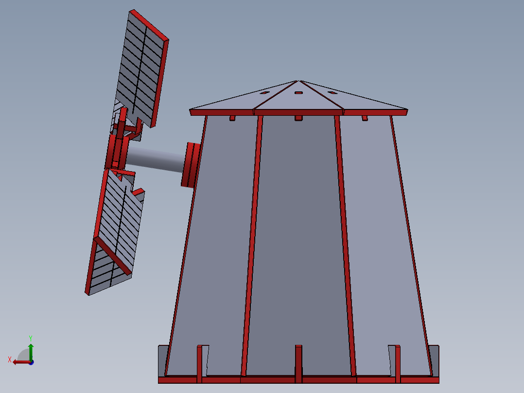 激光切割的木制玩具风车模型3D图纸 Solidworks设计 附STEP等格式后视图
