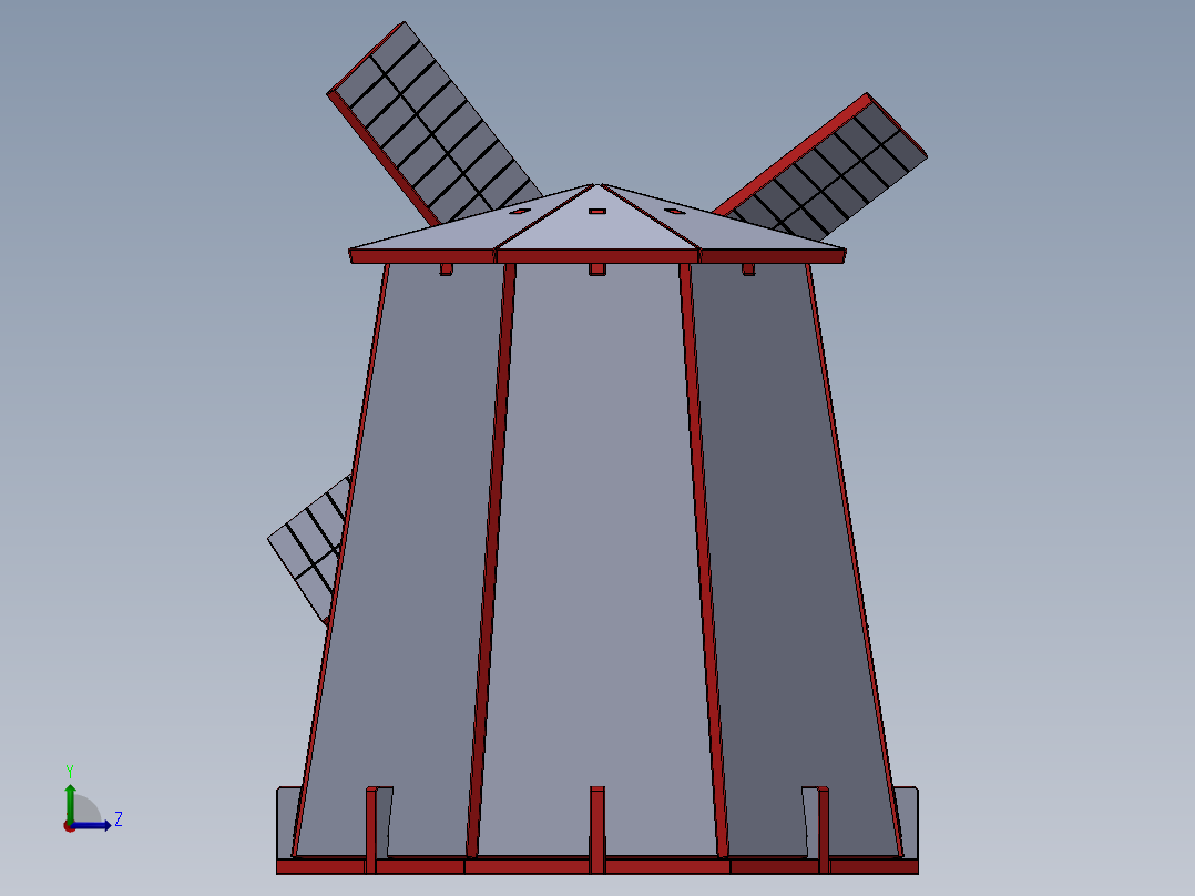 激光切割的木制玩具风车模型3D图纸 Solidworks设计 附STEP等格式左视图