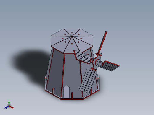 激光切割的木制玩具风车模型3D图纸 Solidworks设计 附STEP等格式正等轴测缩略图