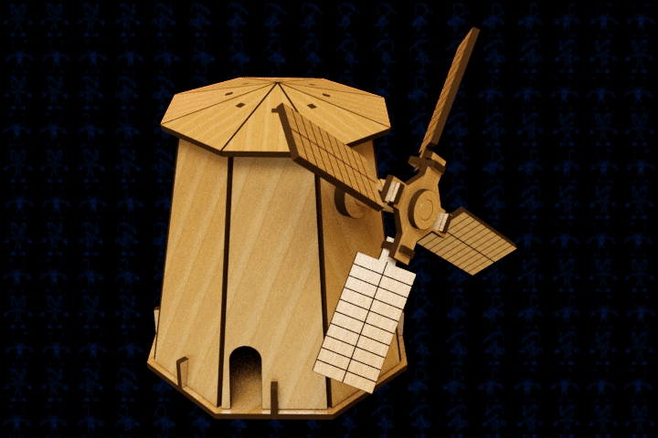 激光切割的木制玩具风车模型3D图纸 Solidworks设计 附STEP等格式