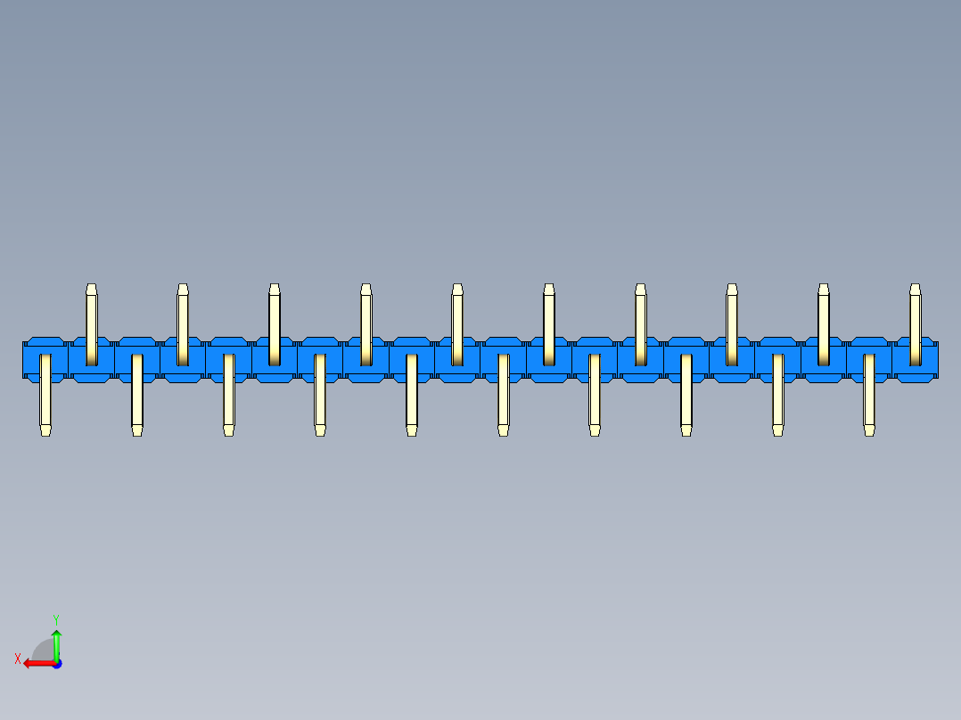 彩色公排针 100mil 2.54mm 系列-DS1022_blue_20p_100mil_Type_SMT_R1_rev1.0后视图