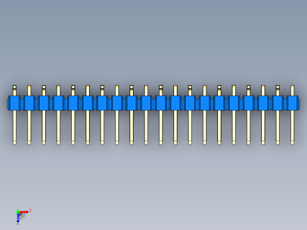 彩色公排针 100mil 2.54mm 系列-DS1022_blue_20p_100mil_Type_SMT_R1_rev1.0俯视图