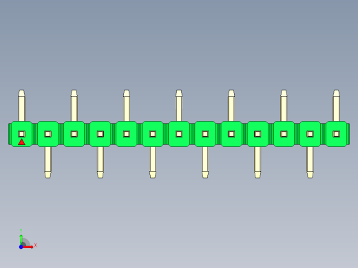 彩色公排针 100mil 2.54mm 系列-DS1022_green_13p_100mil_Type_SMT_R1_rev1.0前视缩略图