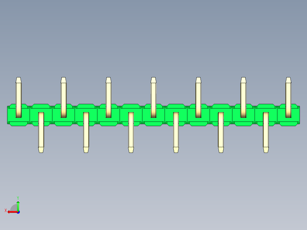 彩色公排针 100mil 2.54mm 系列-DS1022_green_13p_100mil_Type_SMT_R1_rev1.0后视图