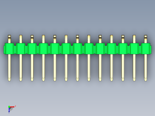 彩色公排针 100mil 2.54mm 系列-DS1022_green_13p_100mil_Type_SMT_R1_rev1.0俯视缩略图