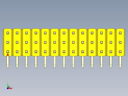 彩色公排针 100mil 2.54mm 系列-DS1022_yellow_3x13p_100mil_TypeD_rev1.0前视缩略图