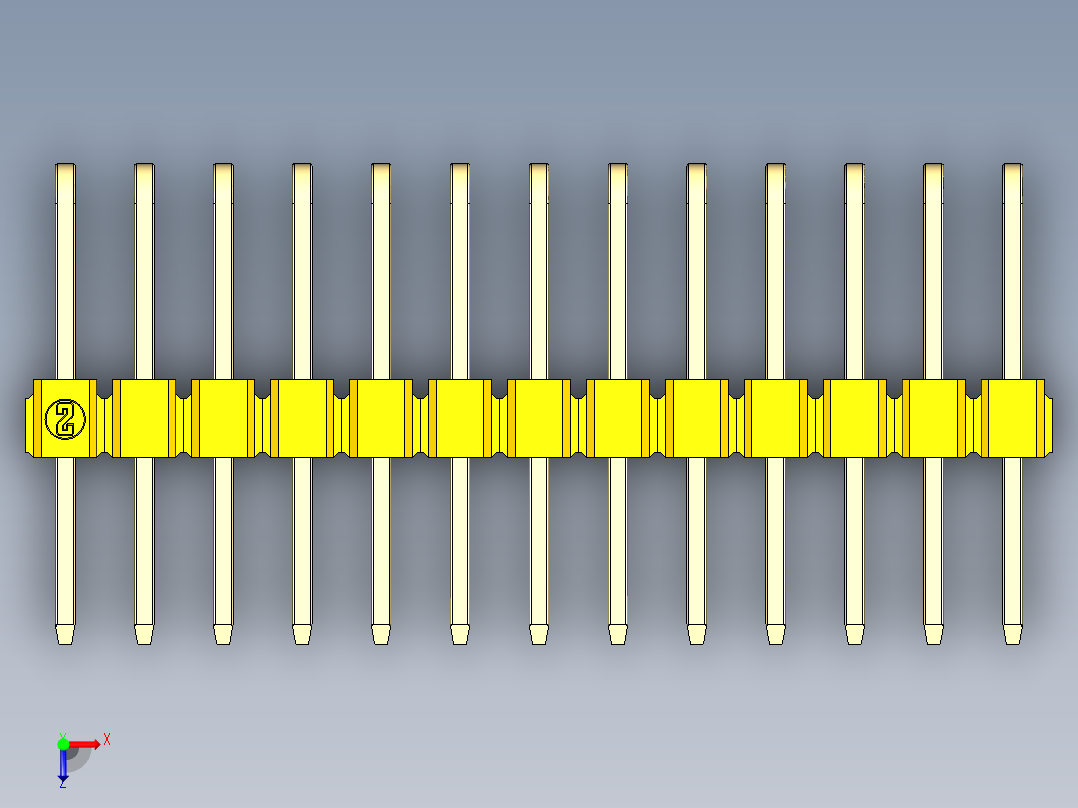 彩色公排针 100mil 2.54mm 系列-DS1022_yellow_3x13p_100mil_TypeD_rev1.0俯视图