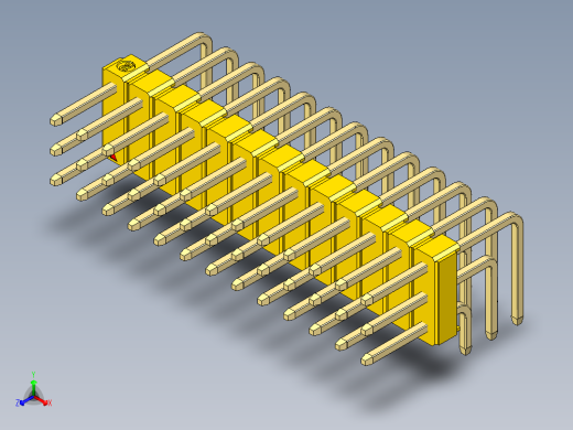 彩色公排针 100mil 2.54mm 系列-DS1022_yellow_3x13p_100mil_TypeD_rev1.0正等轴测缩略图