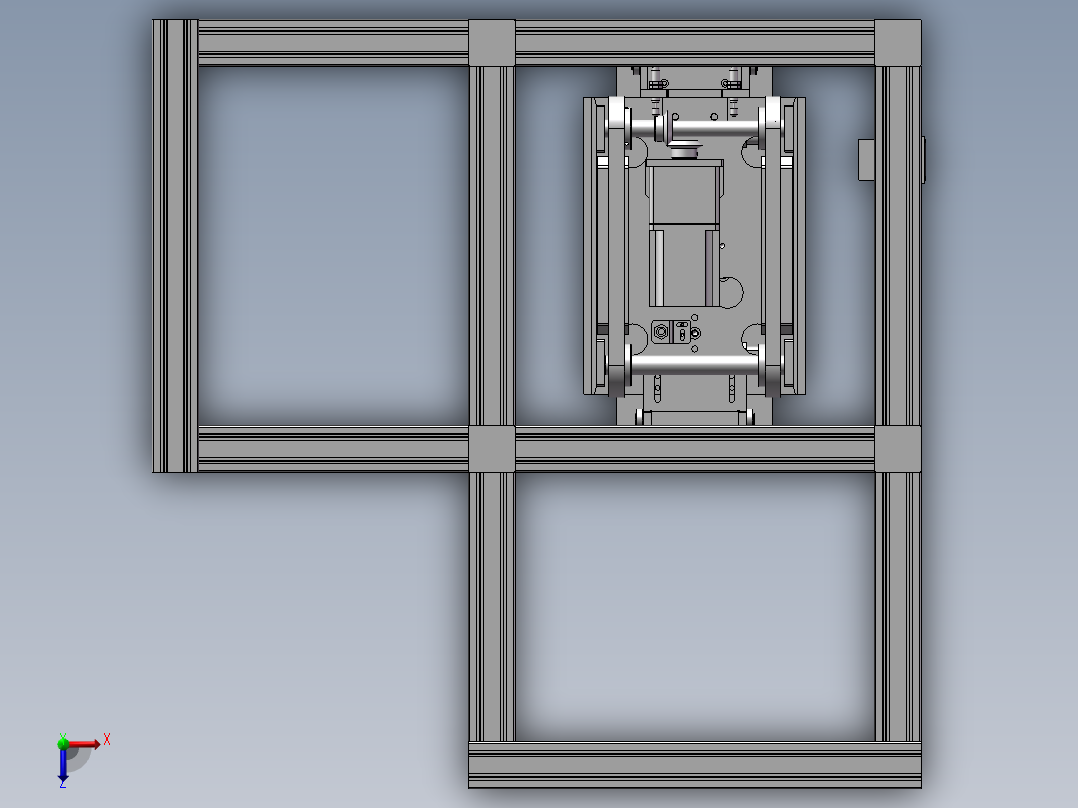 流水线上工件传送移栽转角台俯视图