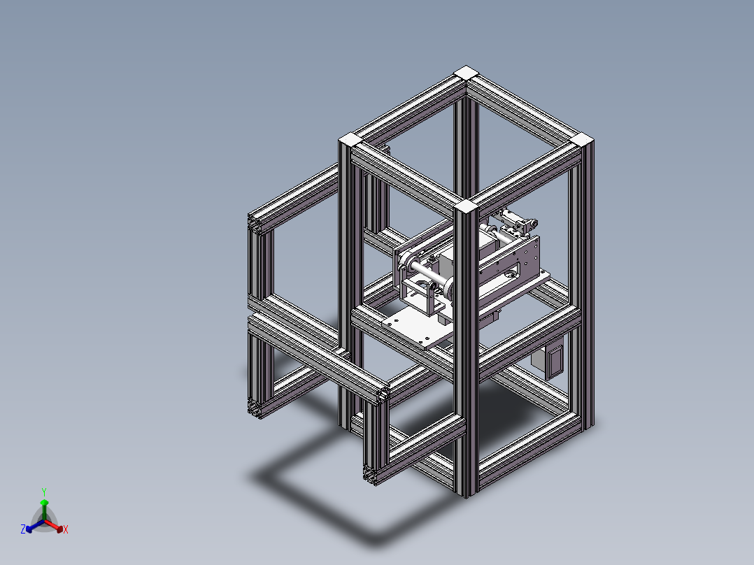 流水线上工件传送移栽转角台正等轴测图