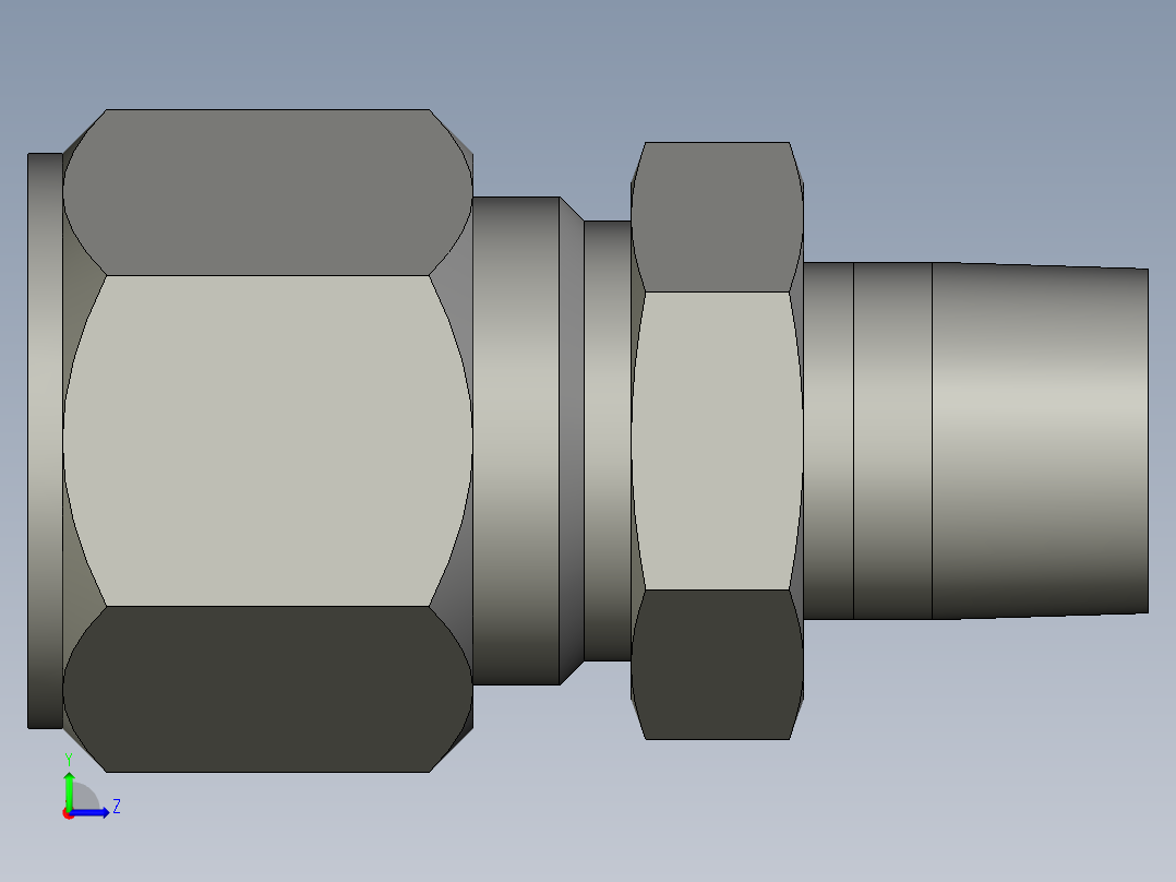 卡套式工业通用硬管接头12-8_fbu-s左视图