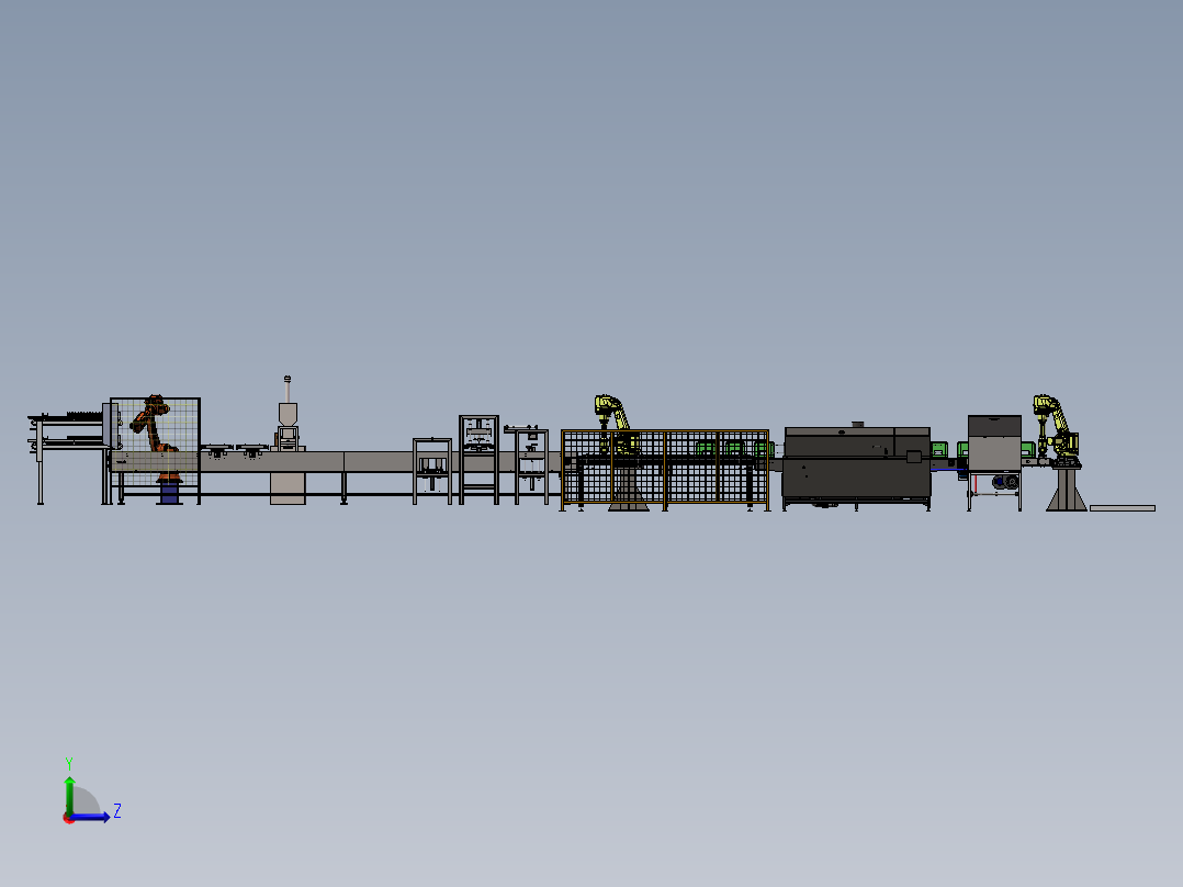 面包片自动烘烤装箱生产线sw20左视图