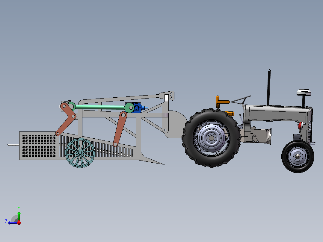 振筛式花生收获机+计算说明右视图