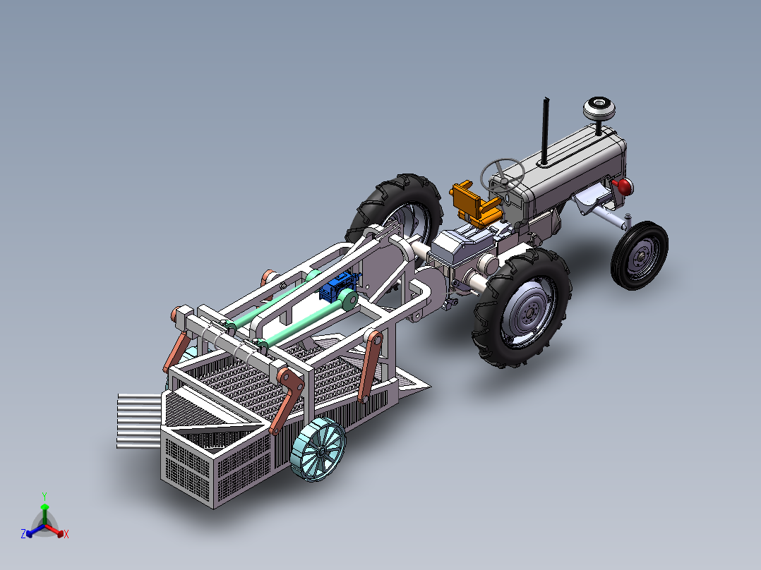 振筛式花生收获机+计算说明正等轴测图