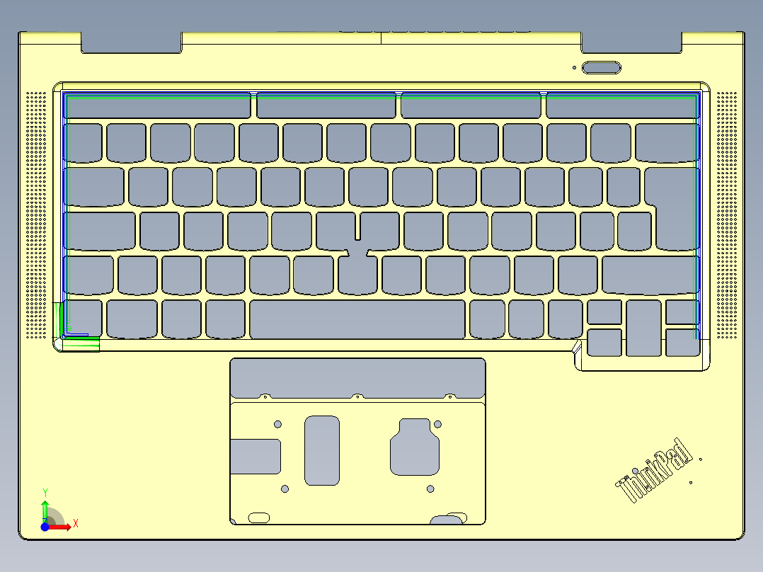 THINKPAD电脑键盘框铣KB框程序模型前视图