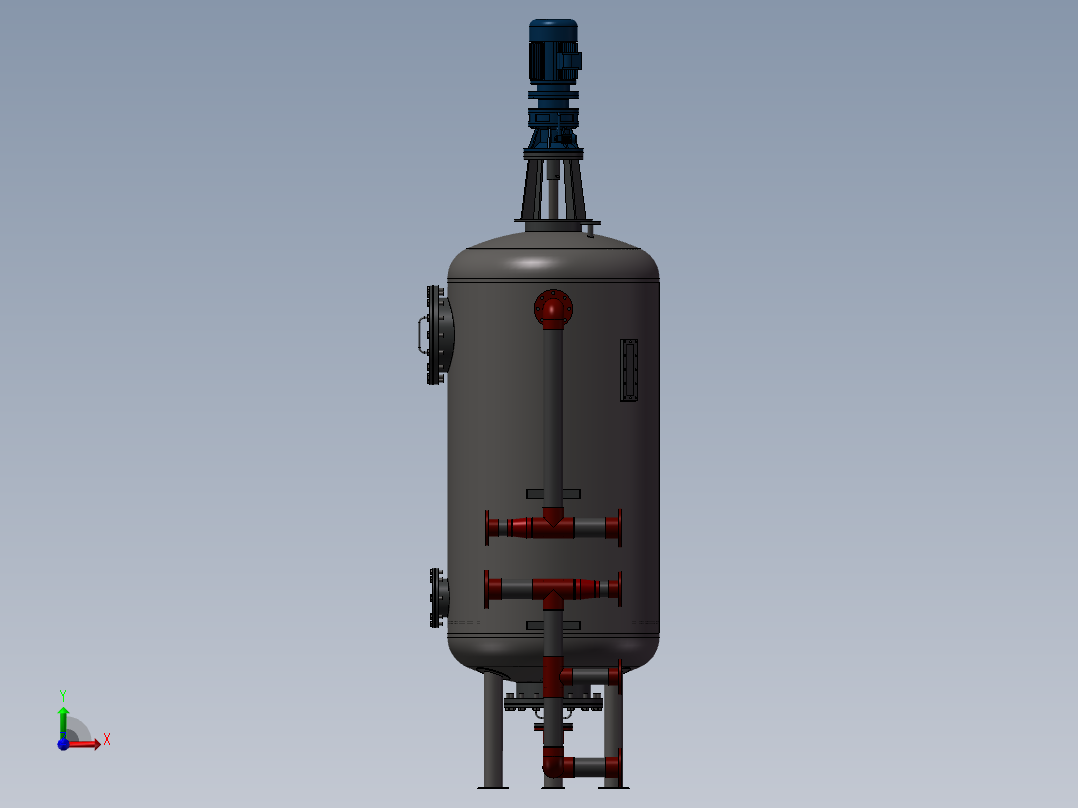 纤维球过滤罐前视图