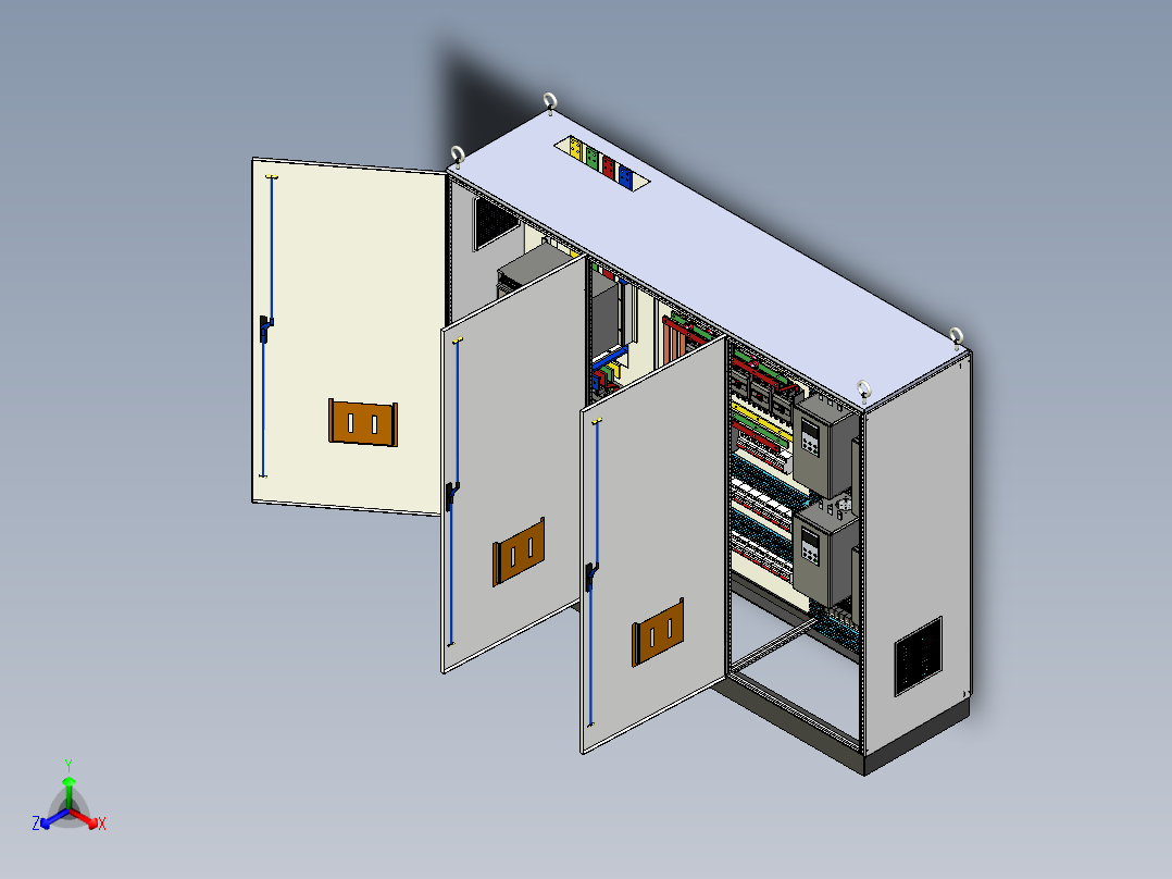 三柜万能断路器630A正装软启动控制柜 55332正等轴测图