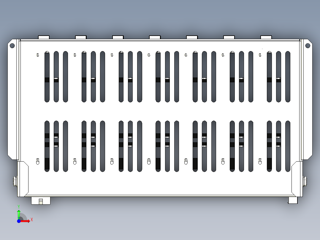 非常详尽的电路板箱装配体组件前视图