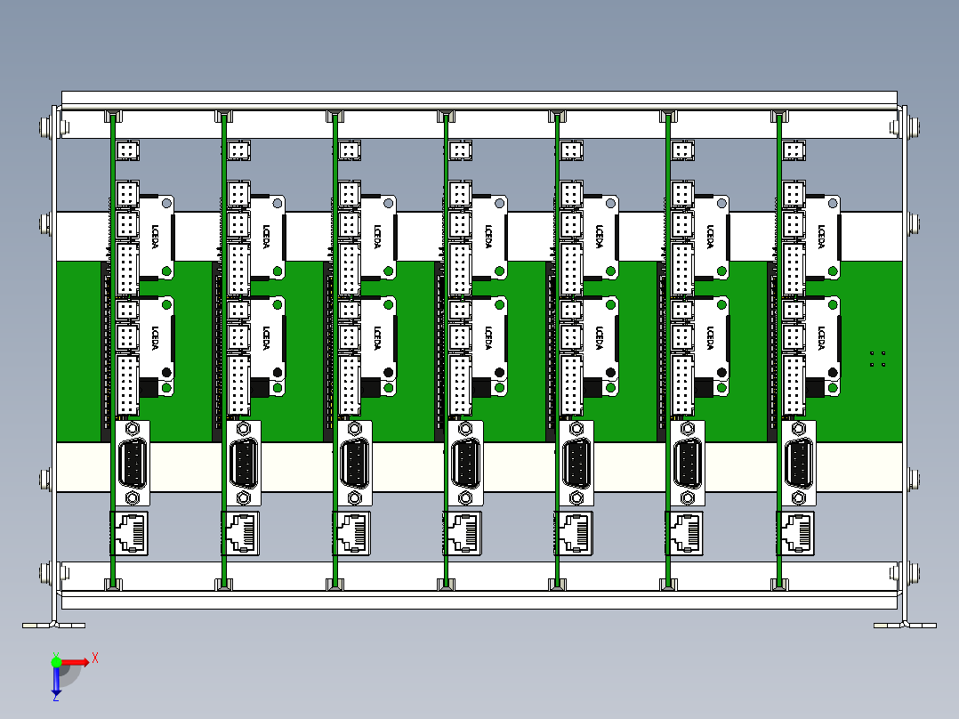 非常详尽的电路板箱装配体组件俯视图