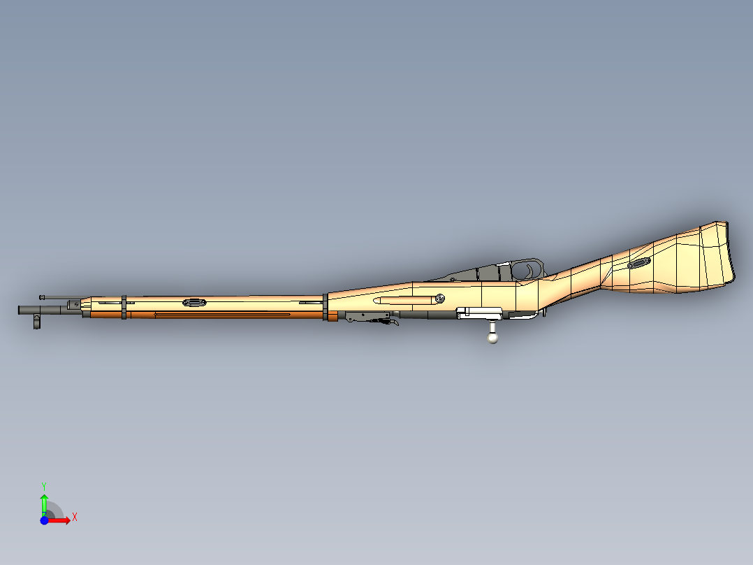 手枪左轮冲锋枪老式狙击步枪设计3D图纸mosin-nagant-1 STP前视图