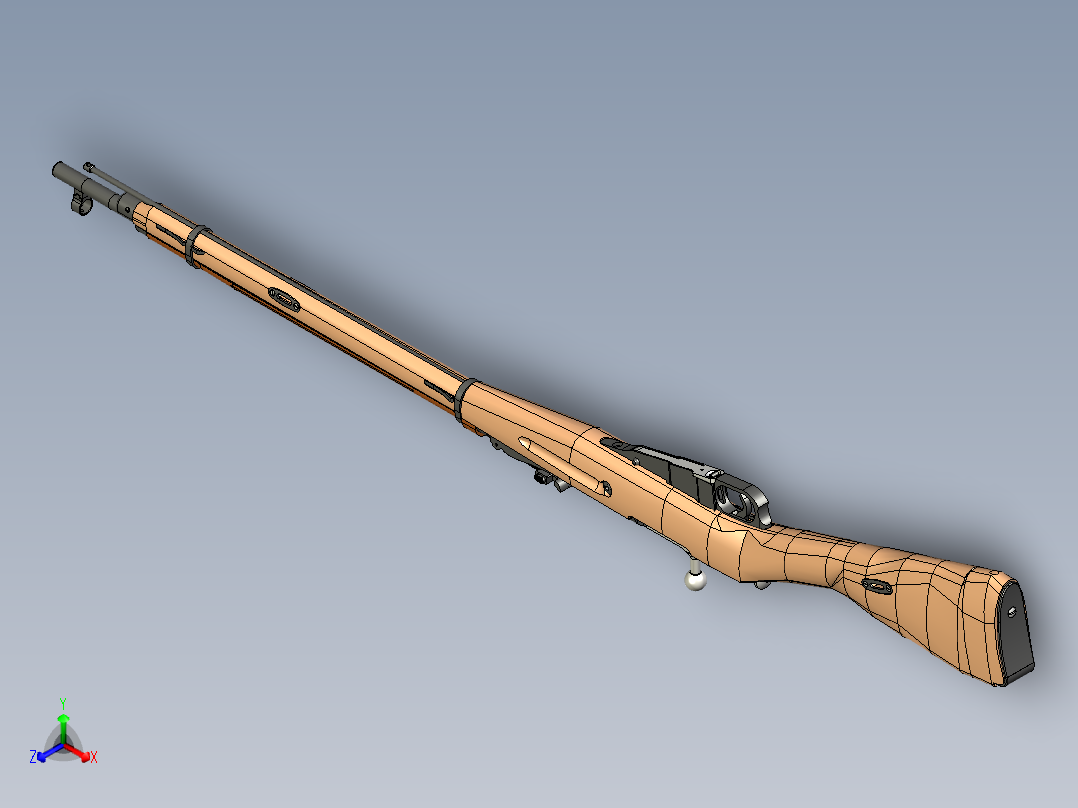 手枪左轮冲锋枪老式狙击步枪设计3D图纸mosin-nagant-1 STP正等轴测图