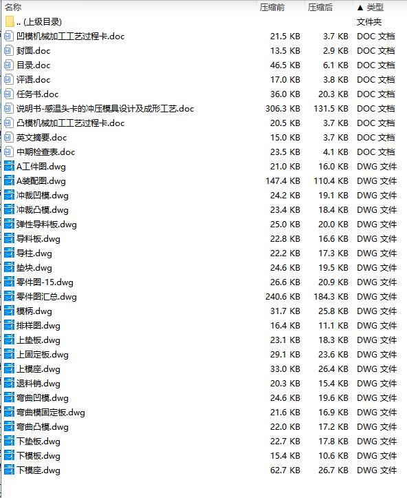 感温头卡的冲压模具设计及成形工艺含21张CAD图