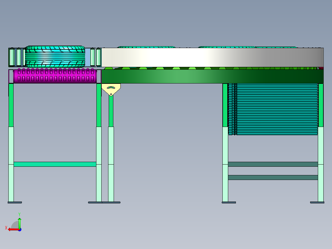 便于分流的传送线装置后视图