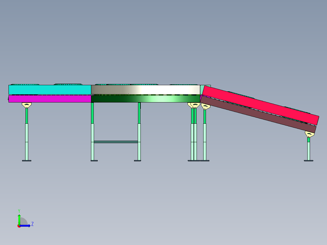 便于分流的传送线装置左视图
