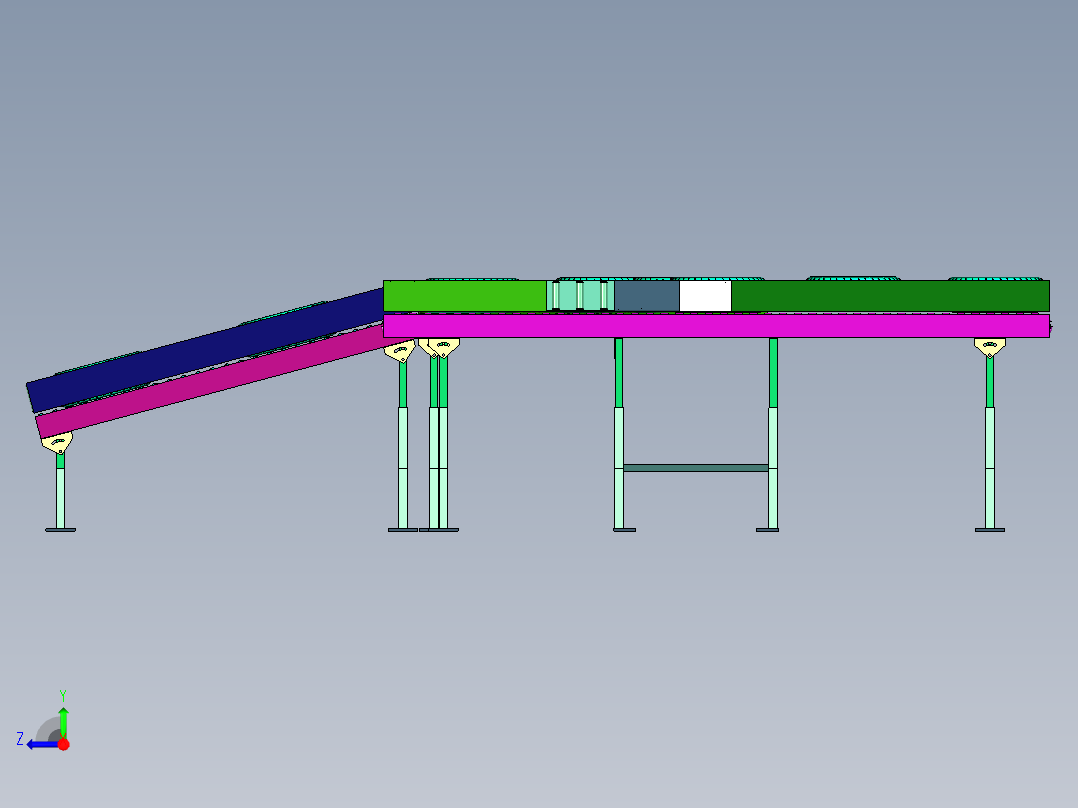 便于分流的传送线装置右视图