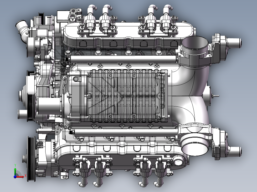 1802303-LS3 V8 发动机前视图