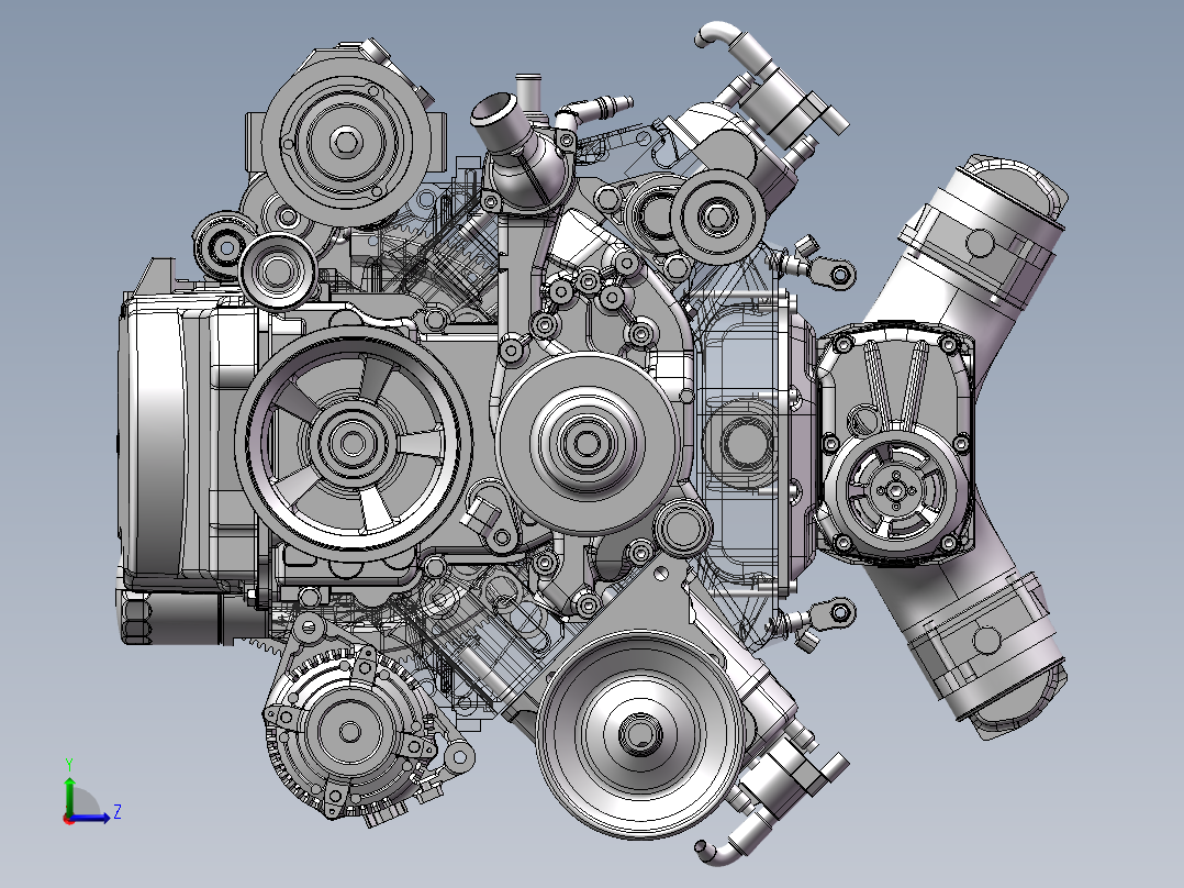 1802303-LS3 V8 发动机左视图