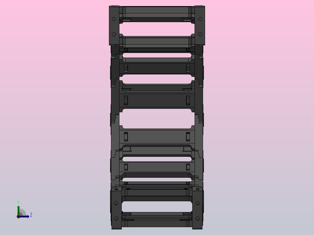 弯曲半径150内高45两侧打开型桥式拖链_DMD45BD-30-125-150R-30左视图