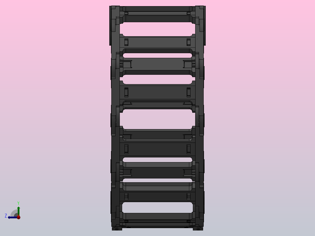 弯曲半径150内高45两侧打开型桥式拖链_DMD45BD-30-125-150R-30右视图