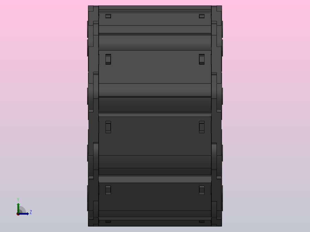 弯曲半径100内高35两侧打开型封闭式拖链_DMD35CD-35-130-100R-30左视图