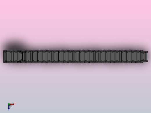 弯曲半径100内高35两侧打开型封闭式拖链_DMD35CD-35-130-100R-30俯视缩略图
